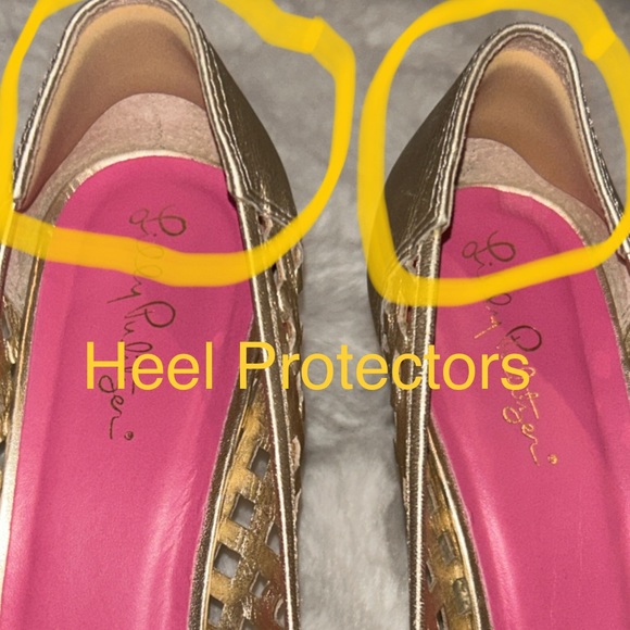 Lilly Pulitzer Gold Leather Resort Chic Basketweave Open Toe Wedge.FIRM PRICE - Picture 9 of 11